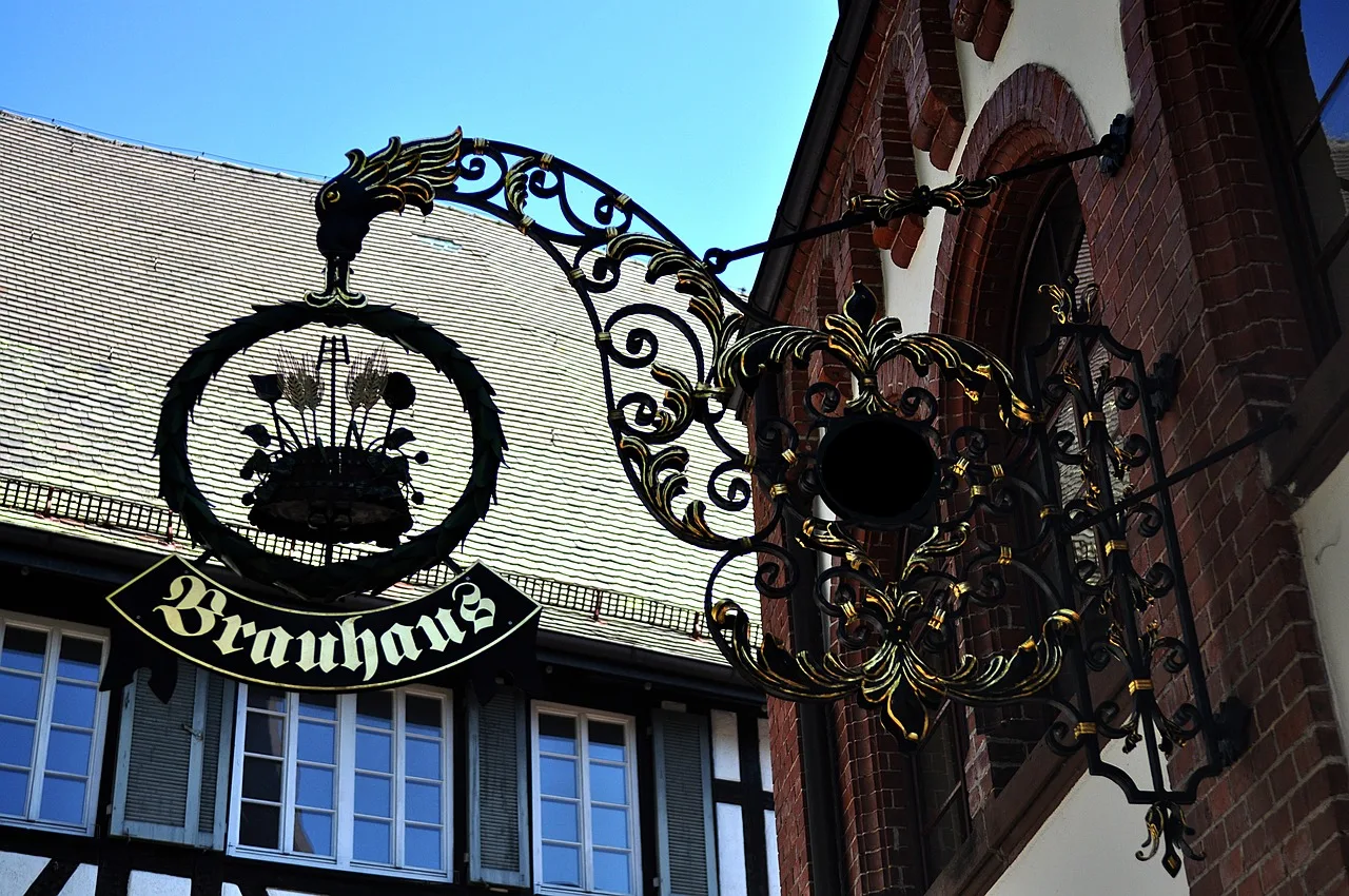 brewery, sign, beer, business, historical, brewery sign, inn, wrought iron, alpirsbach, inn sign, metal, europe, germany. Building a brewery and taproom compliance checklist new owners can trust