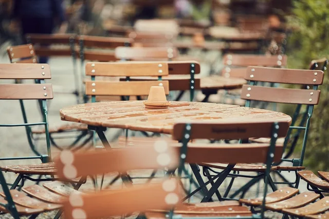 coffee shop, beer garden, table, chairs, break, road, restaurant, gastronomy, relax, garden furniture, street cafe, nature, seating, empty, rain. 8 things that decide brewery and taproom marketing